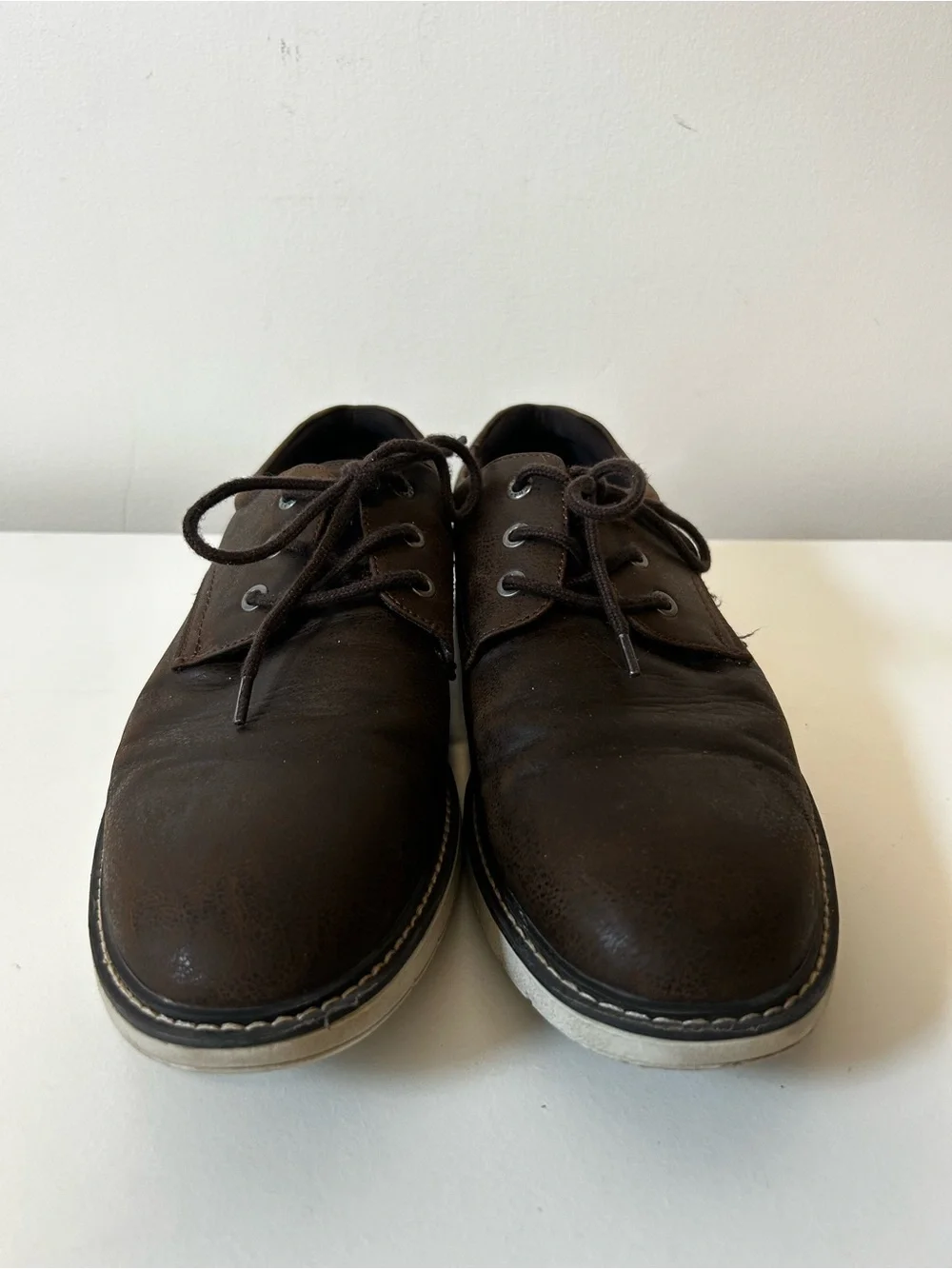 Chaps Brown Leather Lace-Up Oxfords